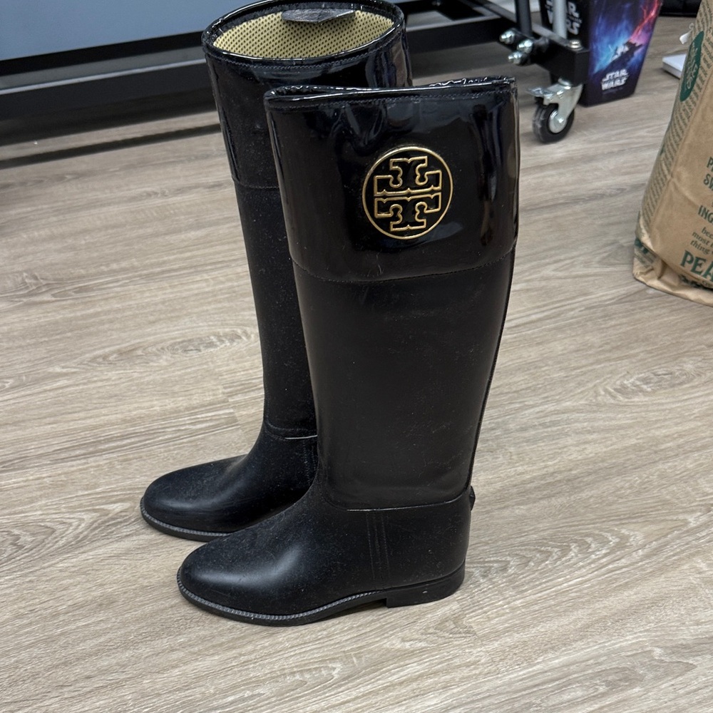 Tory Burch Black Rain Boots size 38